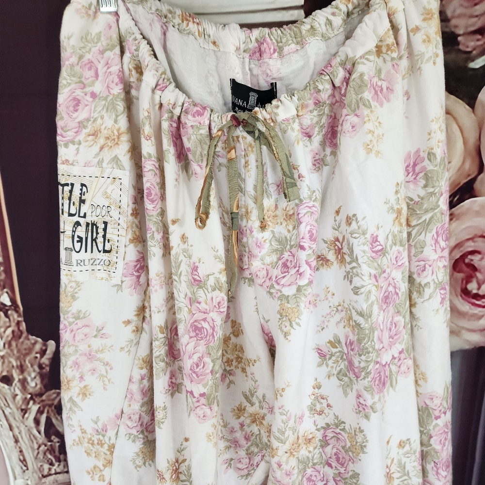 Victorian Shabby Bloomers Ruffle Pants Rose Print Like Boho Print Rose - Picture 16 of 17